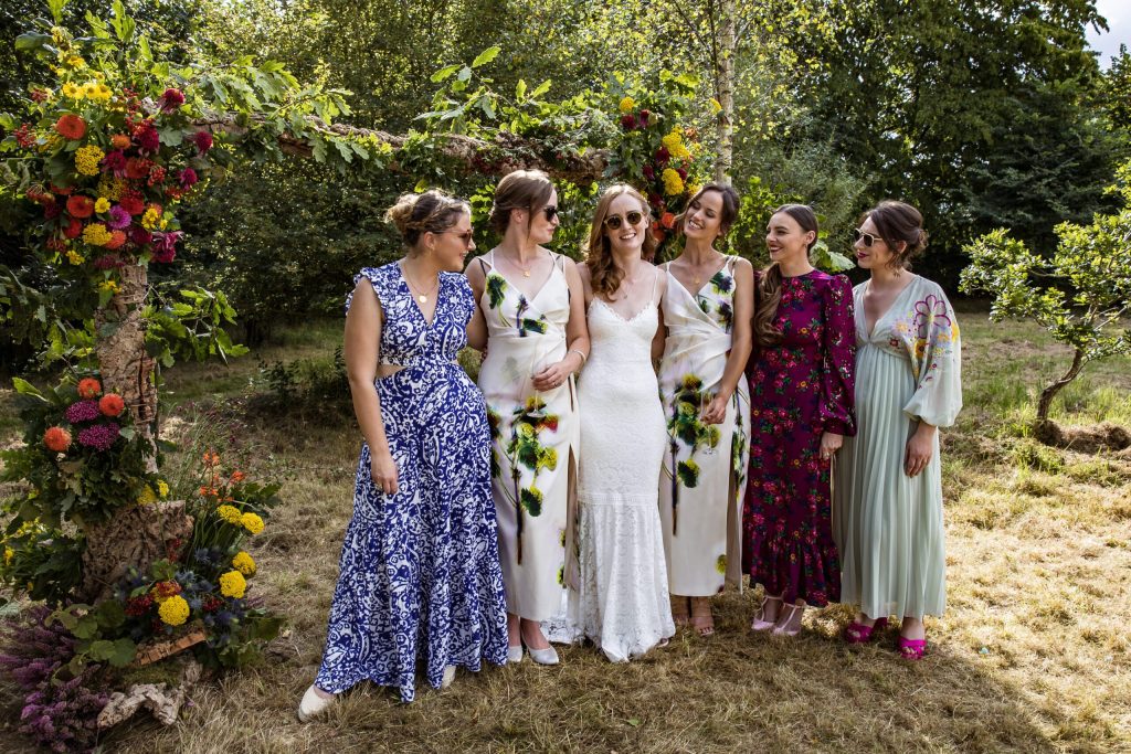 a bride and her friends at her hertfordshire wedding photographer Natalie Louise