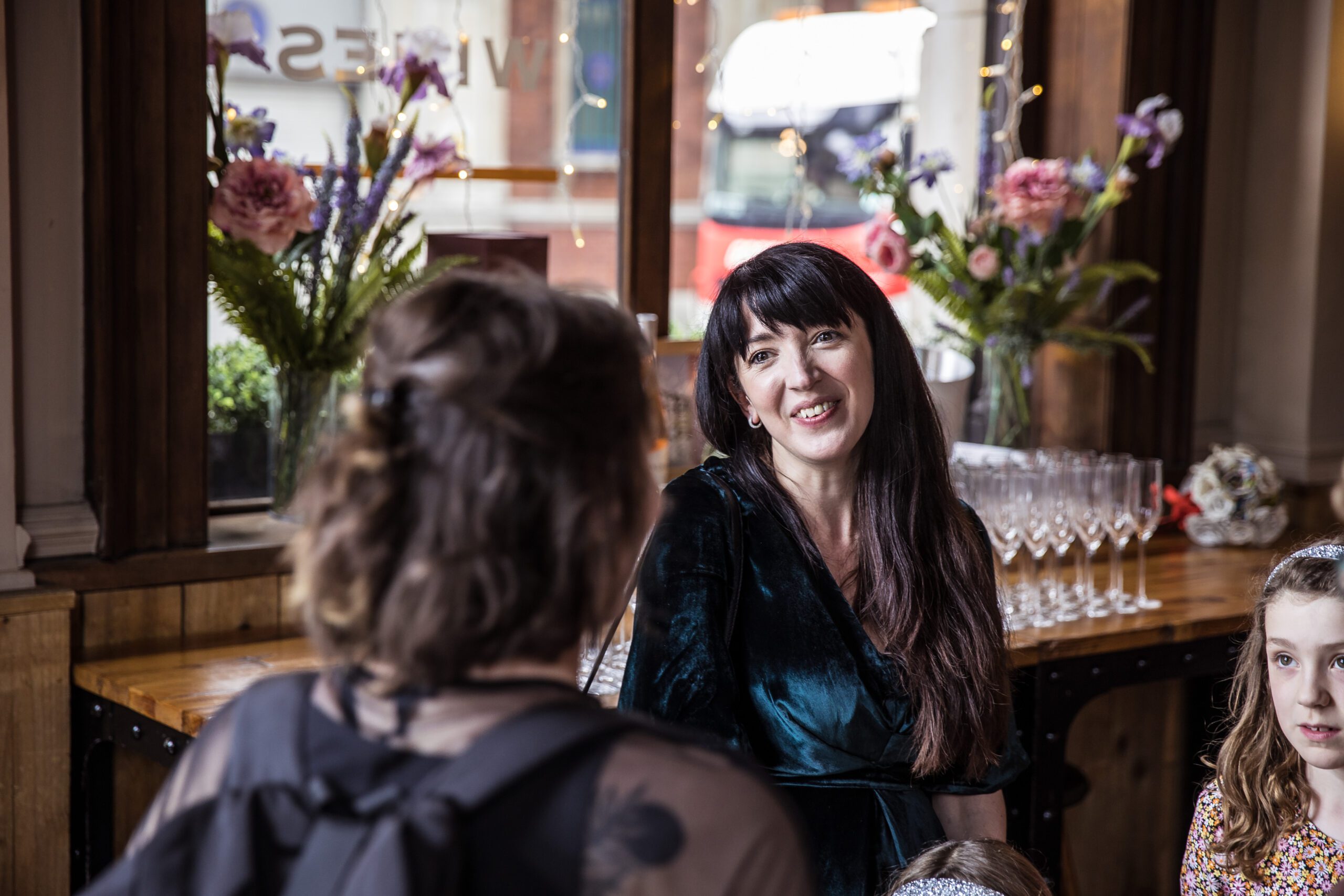 a city of london wedding at Balfour St Barts, the bride greets her guests