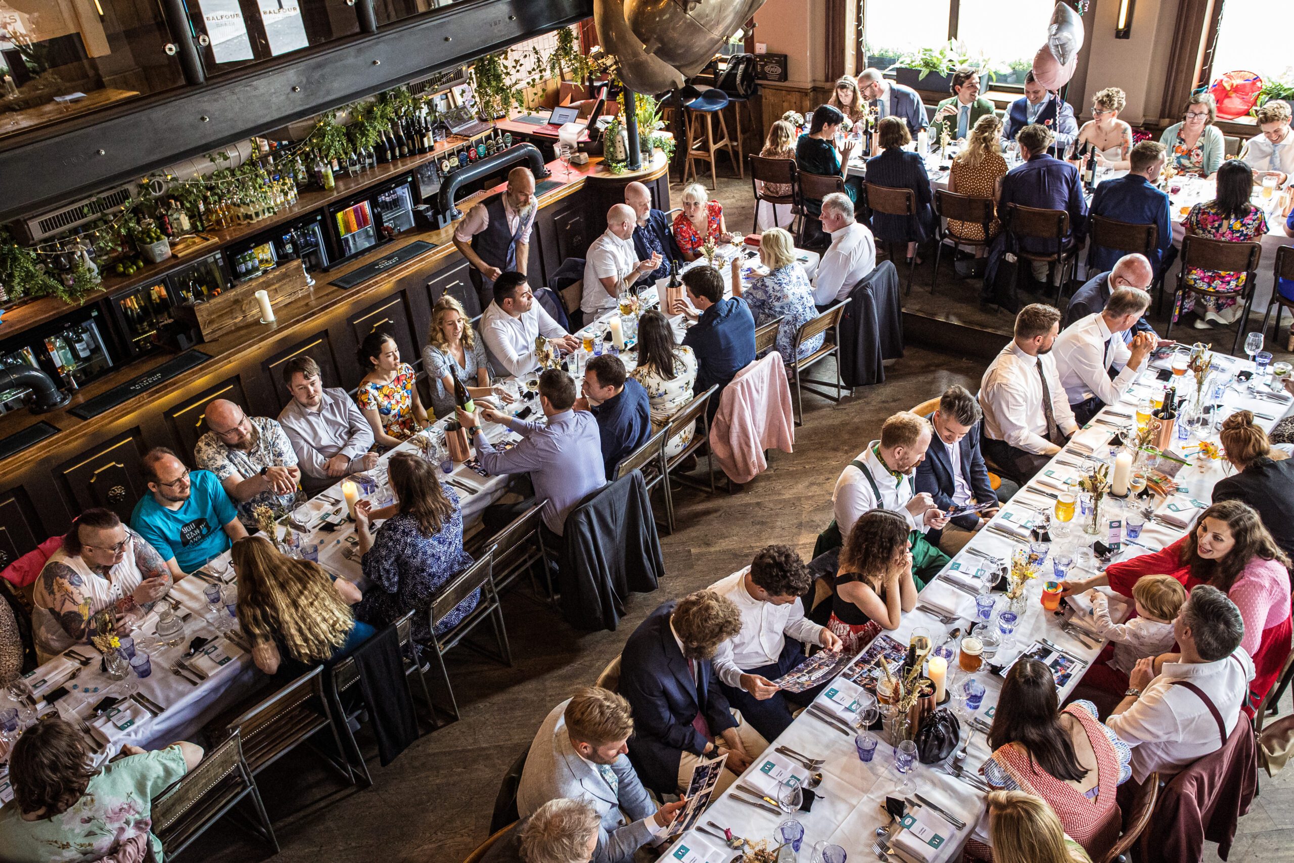 An overhead shot of guests at a Balfour st Parts wedding